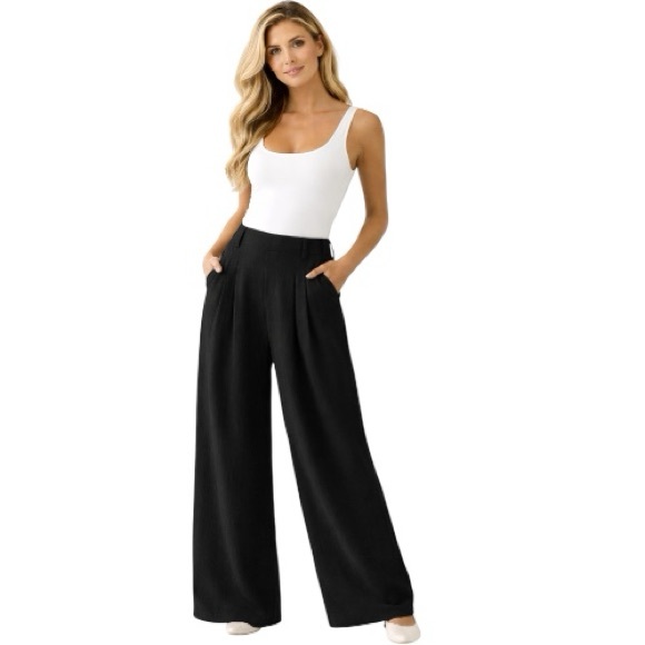 HALARA Pants - NWT HALARA High Waisted Pocket Wide Leg Flowy Palazzo Casual Linen-Feel